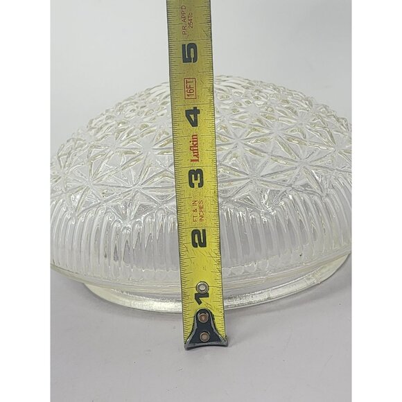 Vintage Clear Glass Starburst Dome Ceiling Light Shade Diamond Pattern - Picture 8 of 8
